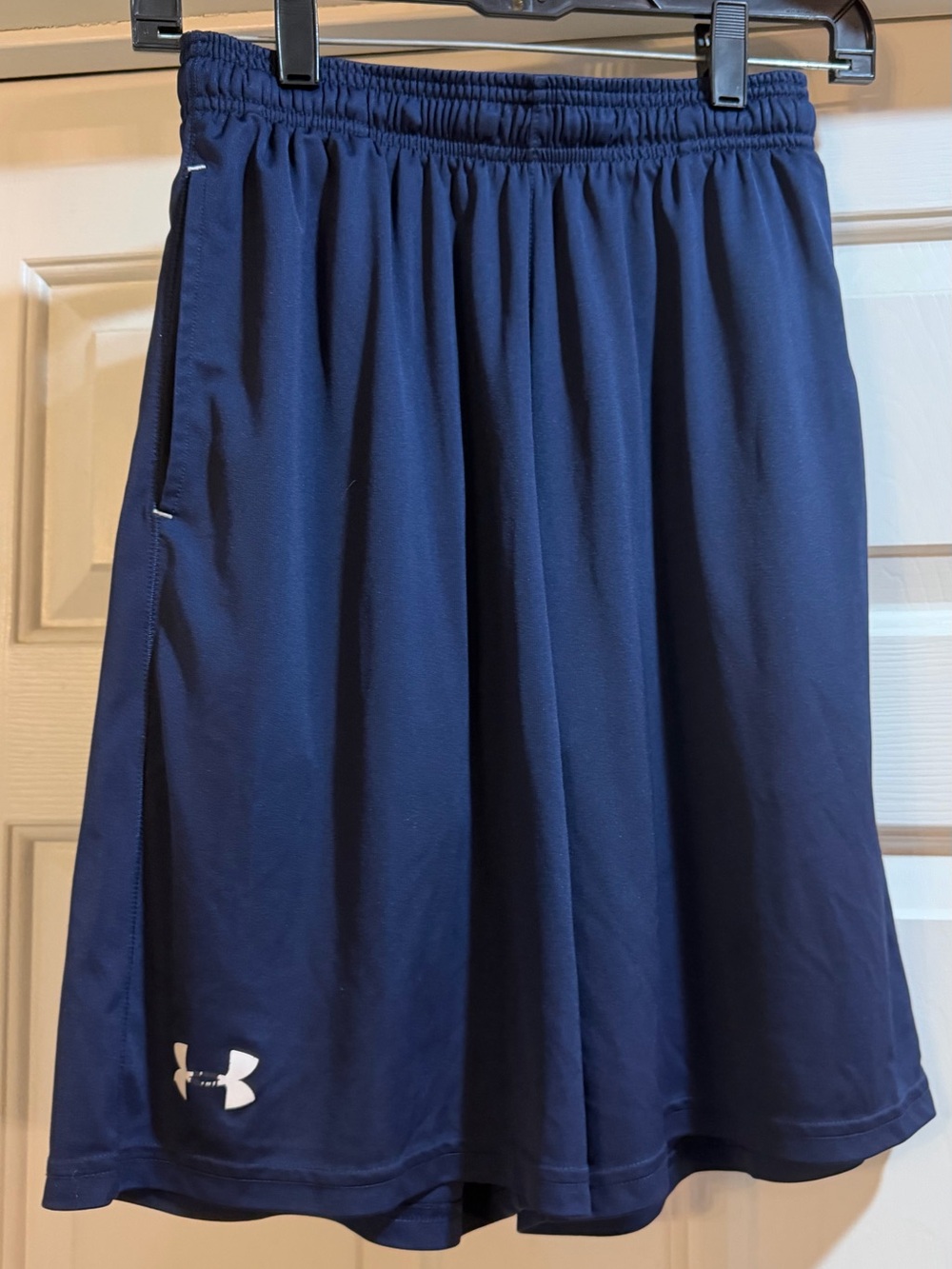 Under Armour Navy Blue Men's Athletic Shorts with White Logo